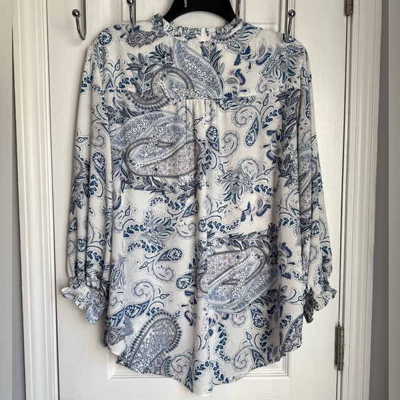 Cynthia Rowley Blue and White Paisley Blouse - Picture 4 of 4